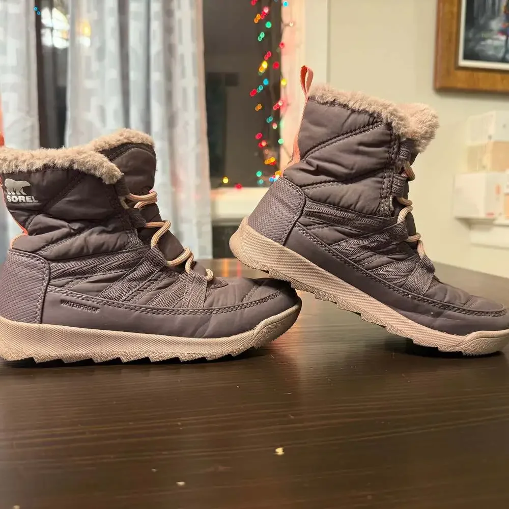 Sorel Whitney II‎ Plus Lace Waterproof Snow Boot Grey Pink Size 1